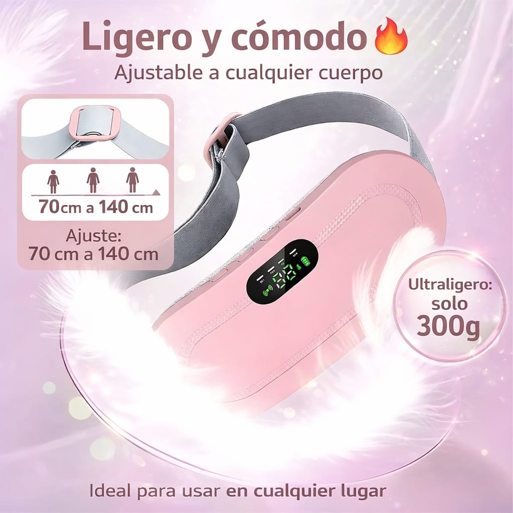 Alivio Instantáneo para Cólicos – Cinturón Térmico con Masaje 3 Niveles