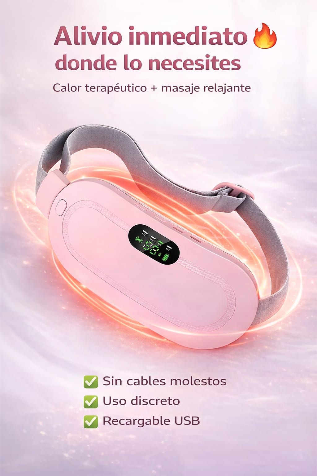 Alivio Instantáneo para Cólicos – Cinturón Térmico con Masaje 3 Niveles